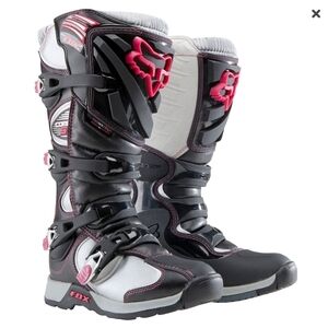 Fox Racing Women's Comp 5 Black and Pink Moto Boots Size 6 US 37.5 EUR